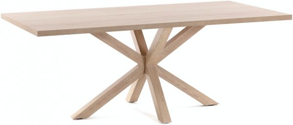 New argo, Spisebord med krydsstel, Melamin by Kave Home (H: 78 cm. B: 160 cm. L: 100 cm., Natur/Sølv)