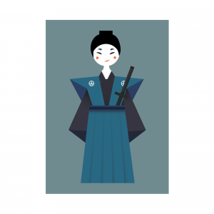 Plakat "Kinesisk pige" Blå. A4