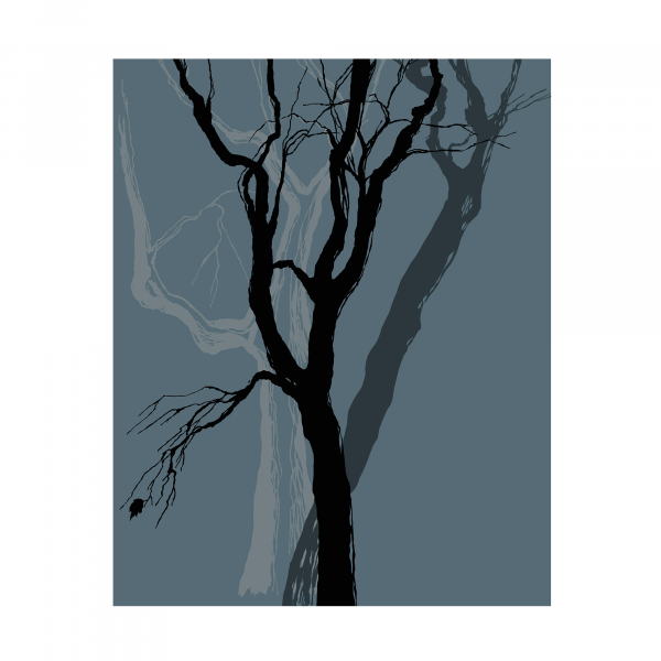 Plakat "Silhuet træ" Blå. 40 x 50 cm.