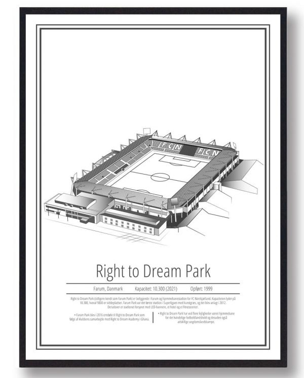 Right to Dream Park FC Nordsjælland plakat (Størrelse: M - 30x40cm)