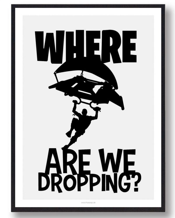 Where are we dropping - Fortnite plakat (Størrelse: S - 21x29,7cm (A4))