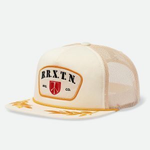 Brixton Peace Shield MP Trucker Hat (Off White, One Size)