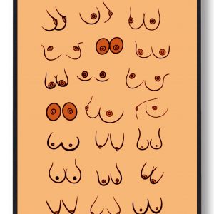 Forskellige bryster - Line art orange plakat (Størrelse: S - 21x29,7cm (A4))