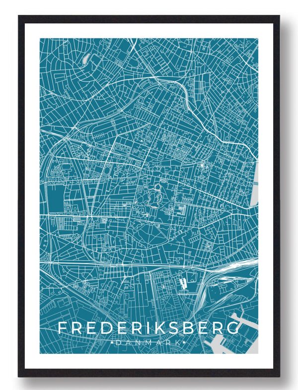 Frederiksberg plakat - blå (Størrelse: M - 30x40cm)