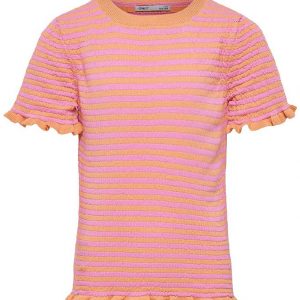 Kids Only T-shirt - Strik - KogSally - Orange Chiffon/Fuchsia Pi