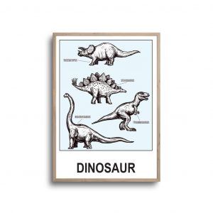 Lyseblå dinosaurer samling - plakat