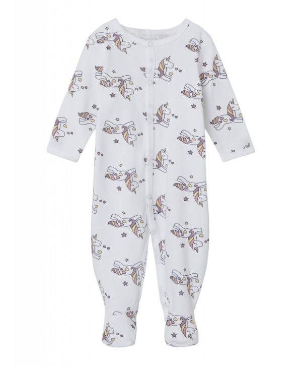 Name it pyjamas dragt i hvid m. enhjørning motiv til børn