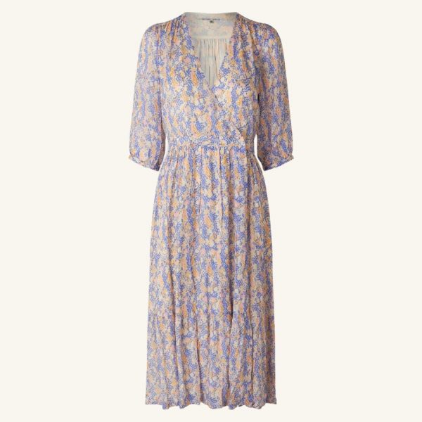 Poppi Midi Dress, kjole med lyserøde, blå og orange blomster