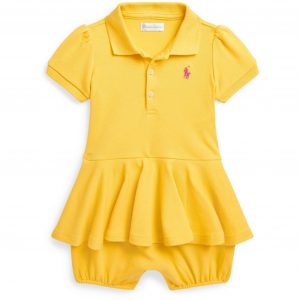 Ralph Lauren Baby Shortall Chrome Yellow W/ Bright Pink - Str. 12 mdr