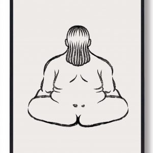 Yoga plakat - kvinde meditere (Størrelse: S - 21x29,7cm (A4))