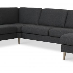 Ask sæt 56 U 2C3D sofa - antracitgrå polyester stof og natur træ