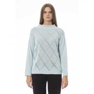Baldinini Trend Blå Uld Sweater
