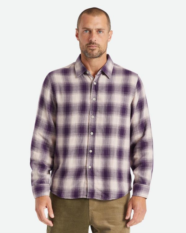 Brixton Bowery SW L/S Flannel (Lilla, M)