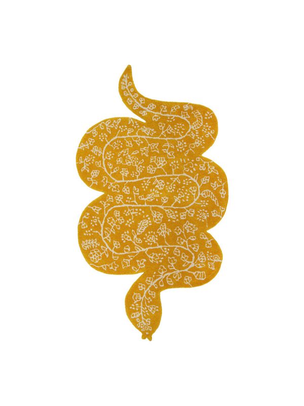 Burma snake rug, mustard og creme fra Bongusta
