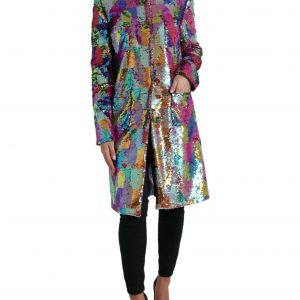 Dolce & Gabbana Multifarve Polyester Sequined Coat Jakke & Frakke