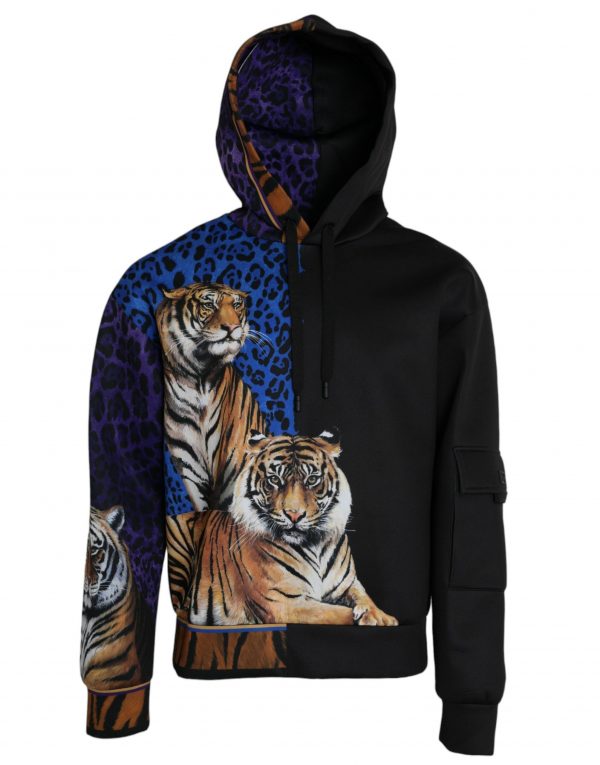 Dolce & Gabbana Multifarver Tiger Hooded Sweatshirt Sweater