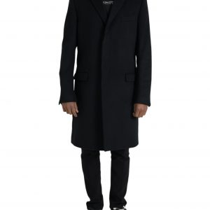 Dolce & Gabbana Sort Uld Cashmere Trench Coat Jakke & Frakke