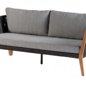 EXOTAN San Remo 3 pers. loungesofa til haven - grå stof, reb og teak