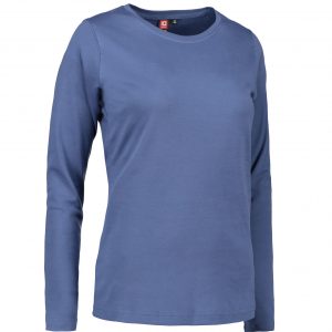 Indigo farvet langærmet dame t-shirt - XL