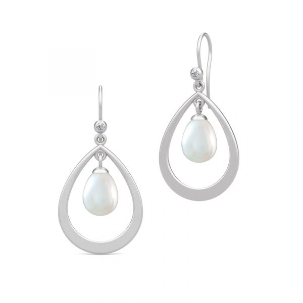 Julie Sandlau Afrodite Perla ørehænger i sølv med hvid perle