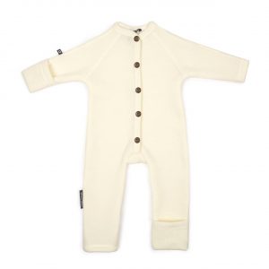 Jumpsuit w. buttons, merino uld, off. white - 56/62 / Off White