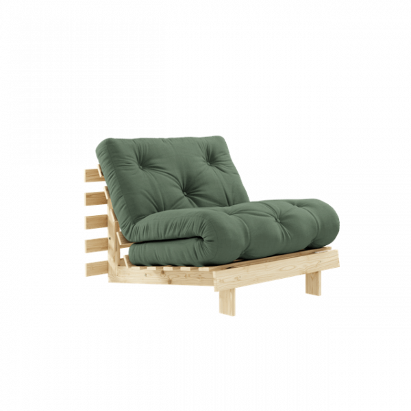 Karup Design Roots Sovesofa M. Madras 90x200 756 Olive Green/Fyrretræ