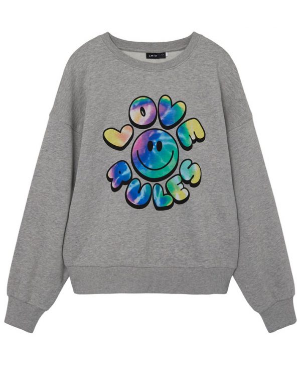 LMTD sweatshirt, Smile, grå - 140 - 134/140