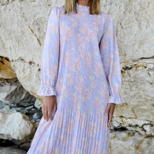 Noella Kjole - Rebecca - Lavender/Apricot Print