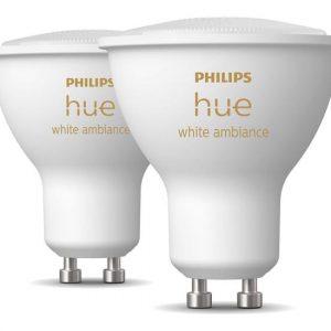 Philips Hue White ambiance - LED-spot lyspære - GU10 - 4.3 W - varmt til køligt hvidt lys - 2200-6500 K (pakke med 2)
