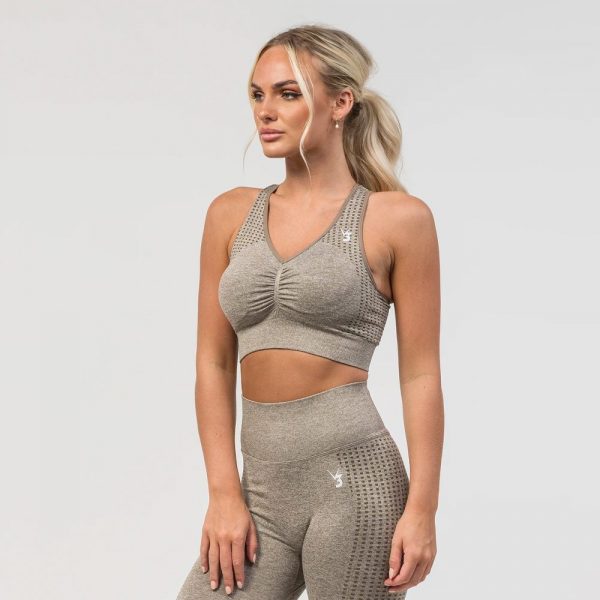 V3 Apparel Empower Seamless Scrunch Sports Bra - Beige Marl