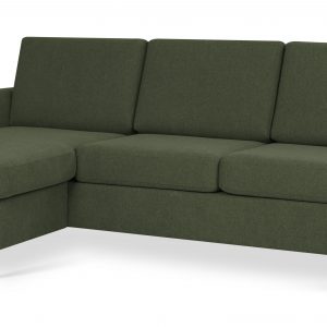 Wendy set 1 3D sofa, m. chaiselong - vinter mosgrøn polyester stof og børstet aluminium
