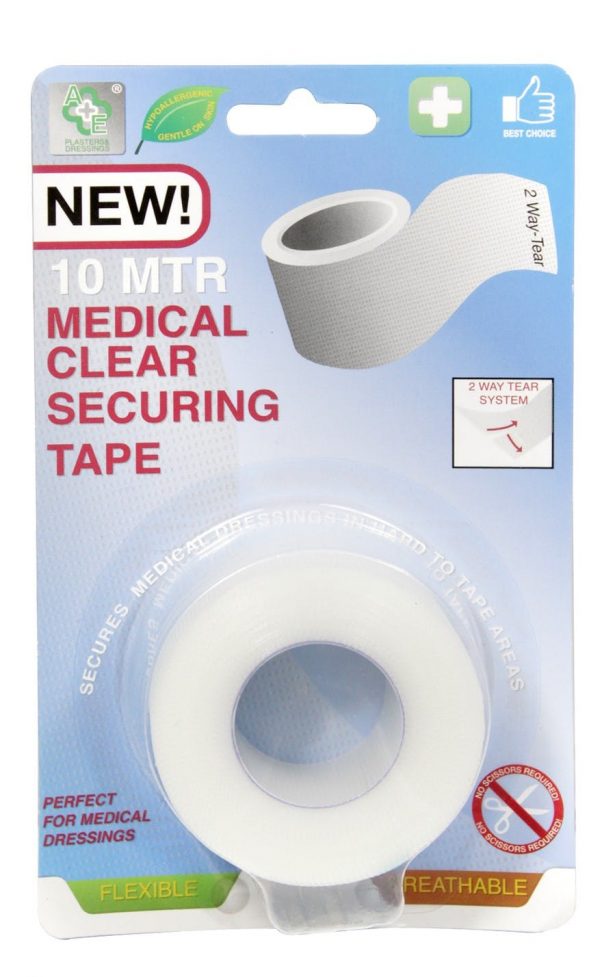 A&E Clear Medical Securing Tape 10 meter