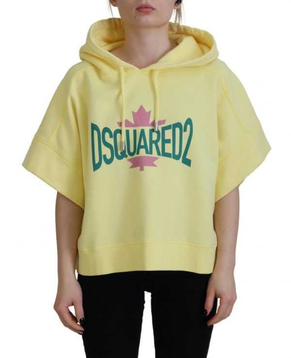 Dsquared2 Gul Logo Print Bomuld Hoodie Sweatshirt Sweater