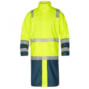 Fe-engel Safety Lang Regnjakke - Gul/marine-xs