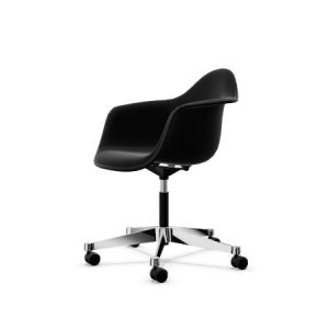 Vitra Eames Plastic PACC Kontorstol med Swivel Fuldt Polstret Sort/Hoopsak F60