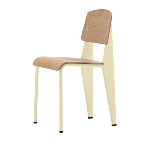 Vitra Standard Spisebordsstol Prouvé Blanc Colombe /Egetræ