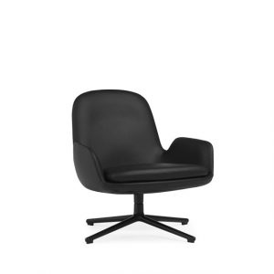 Normann Copenhagen Era Lænestol Lav med Swivel Sort Aluminium/Sort Læder 41599