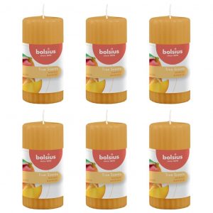 Bolsius rillede søjlelys med duft True Scents 6 stk. 120x58 mm mango