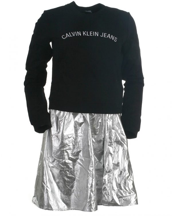 Calvin Klein sweat kjole, Silver, sort - 164 - 14år