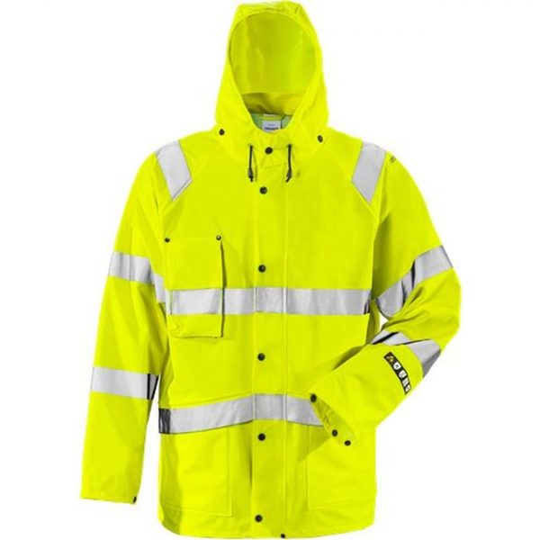 Fristads 101038 Flame Hi Vis regnjakke kl.3 4845 / Arbejdsregnjakke Hi-Vis gul L