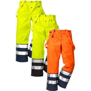 Fristads 111376 Hi Vis regnbukser kl.2 2625 RS / Arbejdsbukser Hi-Vis gul/Marine L