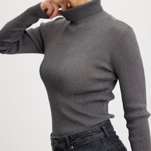 Gestuz Silvigz Rollneck Bluse, Farve: Nickel, Størrelse: XL, Dame