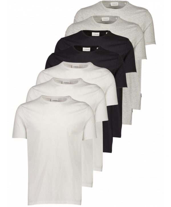 Lindbergh 7pak O-Neck T-Shirt i lyse nuancer til herre