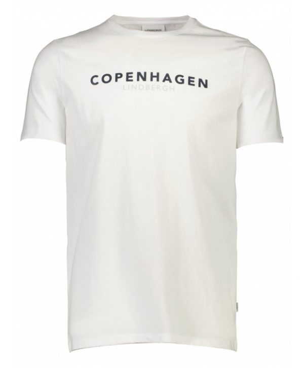 Lindbergh O-Neck T-shirt i hvid m. logo til herre