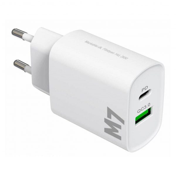 M7 20W USB-A & USB-C Oplader, Hvid