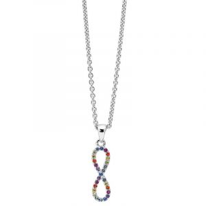 Sølv Rainbow Infinity halskæde med mix cubic zirkoner