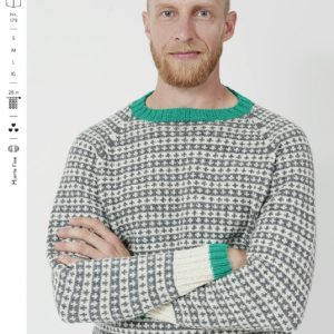 Strikkehæfte 178 model Victor Mønster strikket herre sweater m/raglin ærmer