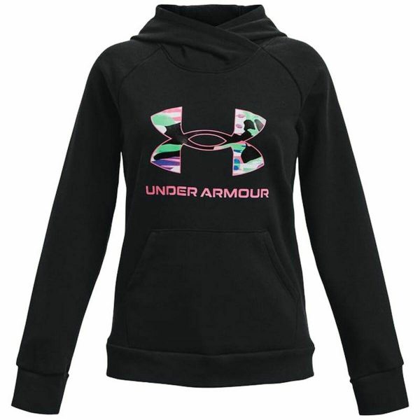 Sweatshirt med hætte til piger Under Armour Rival Big Logo Sort 10-12 år