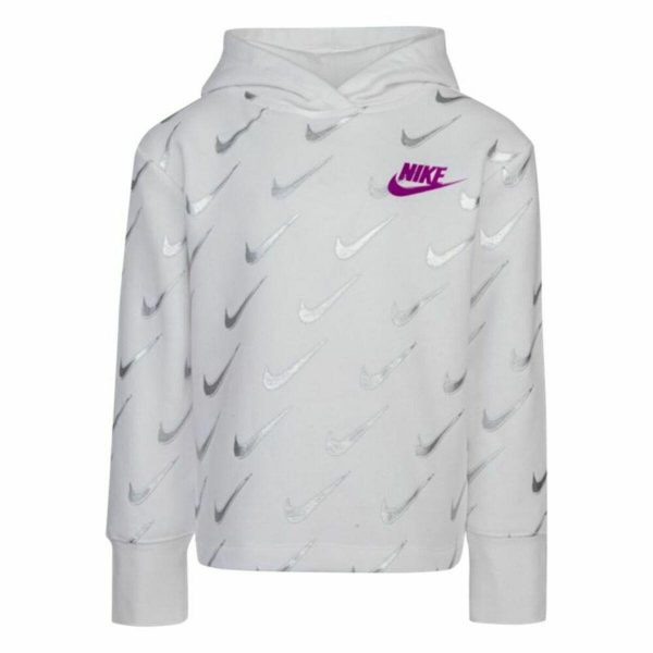 Sweatshirt til Børn Nike Printed Fleeced Hvid 6-7 år