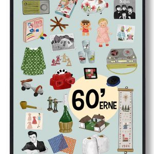 60'erne plakat - blå (Størrelse: XL - 70x100cm)